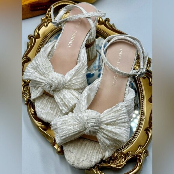 🆕 LOEFFLER RANDALL 🧿 NWOT Dahlia White Lace Bow Mid Heel, Sz 6 - Picture 15 of 15
